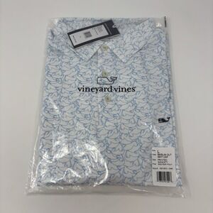 NWT Vineyard Vines Men's Perfect Polo Printed Sankaty Marlin Out White Cap Large